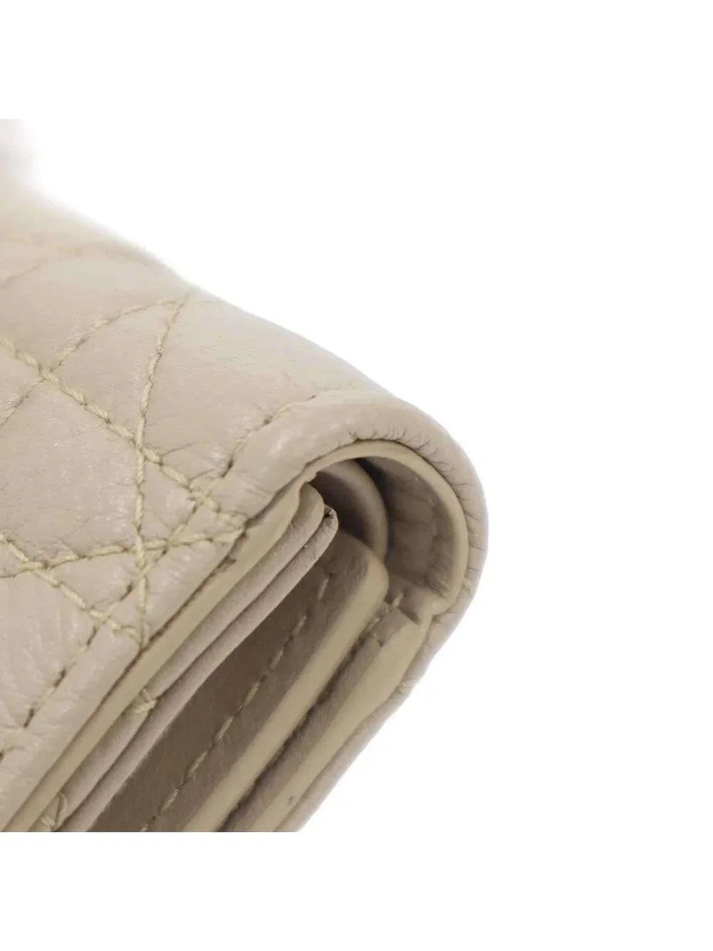Dior Caro Veronia Cannage Quilted Compact Wallet Beige